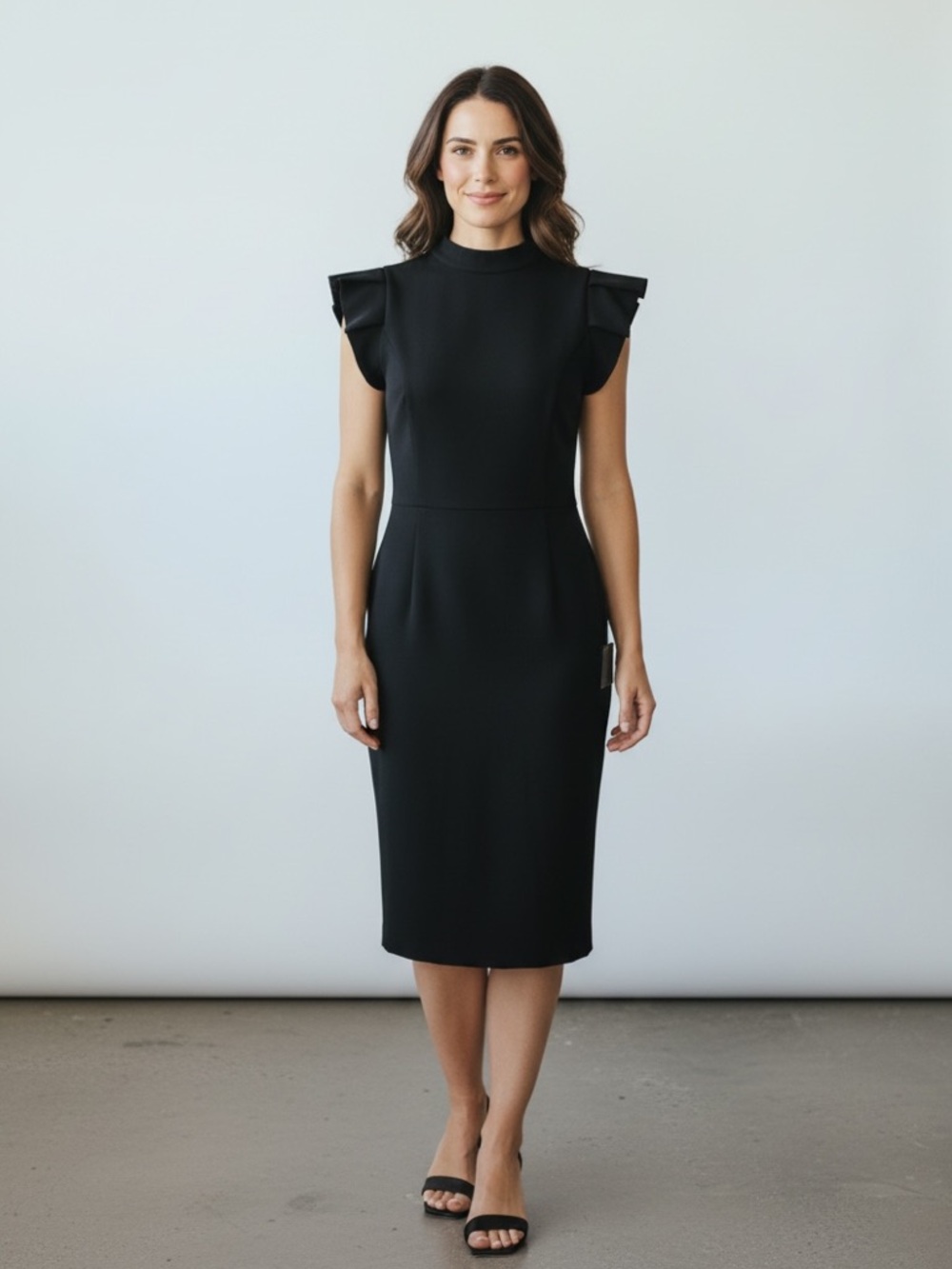 LULUS SCUBA FLUTTER SLEEVE dress small NWT black